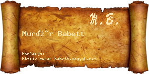 Murár Babett névjegykártya
